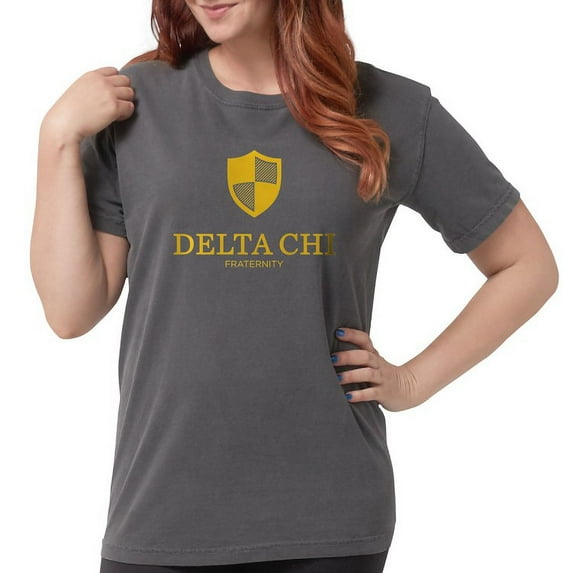 CafePress - Delta Chi Vertical Yellow Logo T Shirt - Womens Comfort Colors® Shirt