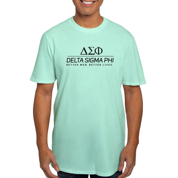 CafePress - Delta Sigma Phi Black Stacked Logo T Shirt - Men's Fitted T-Shirt