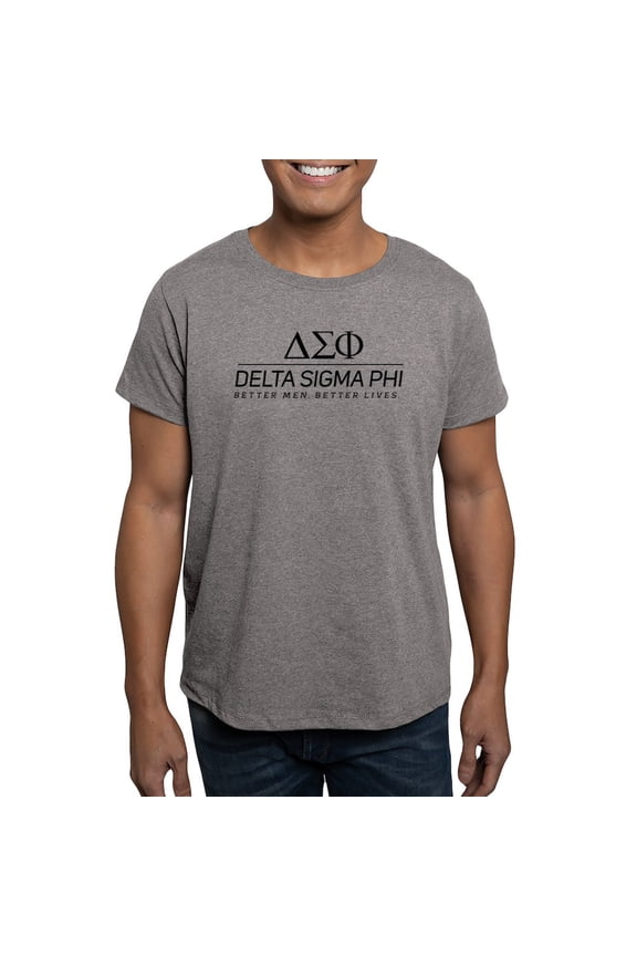 - Delta Sigma Phi Black Stacked Logo T Shirt - Men's Fitted T-Shirt