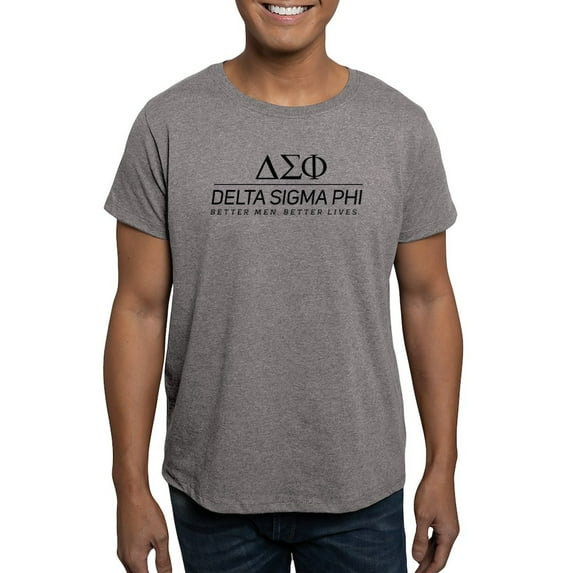 CafePress - Delta Sigma Phi Black Stacked Logo T Shirt - Men's Fitted T-Shirt