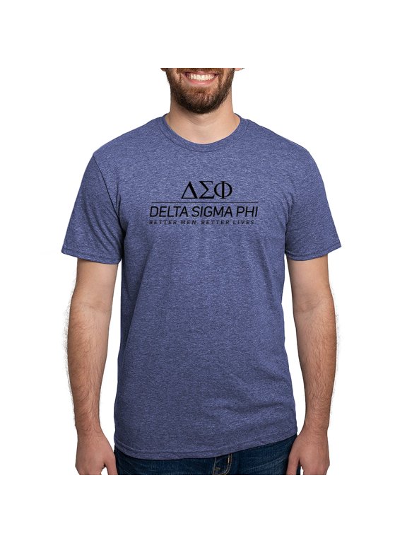 - Delta Sigma Phi Black Stacked Logo T Shirt - Mens Tri-blend T-Shirt