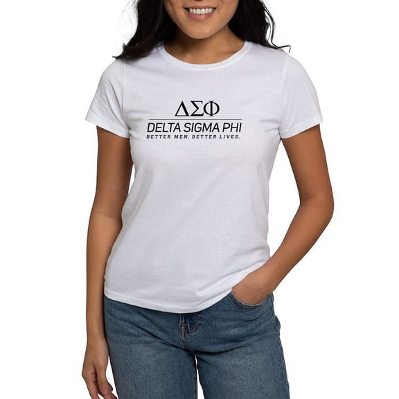 CafePress - Delta Sigma Phi Black Stacked Logo T Shirt - Women's Classic T-Shirt