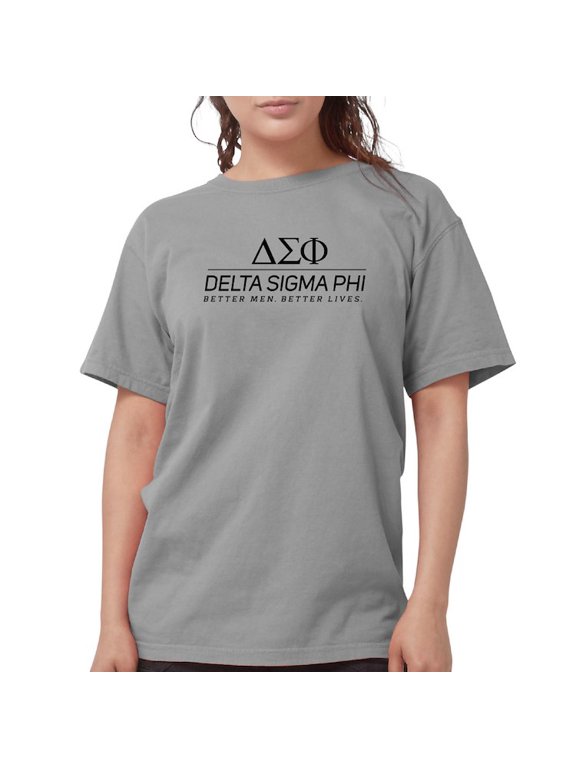 - Delta Sigma Phi Black Stacked Logo T Shirt - Womens Comfort Colors® Shirt