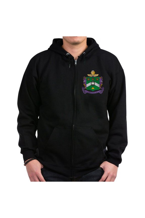 - Delta Sigma Phi Coat Of Arms Sweatshirt - Zip Hoodie, Classic Hooded Sweatshirt with Metal Zipper