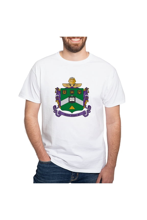 - Delta Sigma Phi Coat Of Arms T Shirt - Men's White Classic Cotton T-Shirts