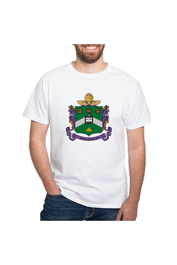 - Delta Sigma Phi Coat Of Arms T Shirt - Men's White Classic Cotton T-Shirts