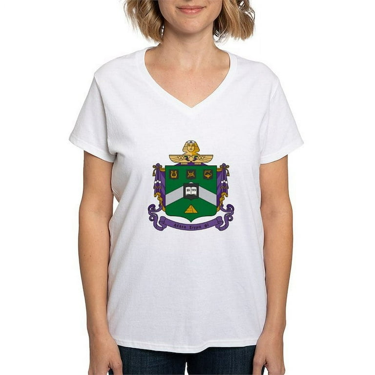 CafePress Delta Sigma Phi Coat Of Arms T Shirt Womens Cotton V