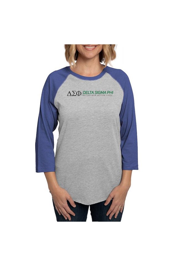 - Delta Sigma Phi Color Logo Long Sleeve T Shirt - Womens Baseball Tee