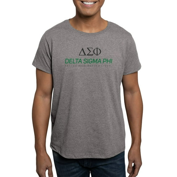 CafePress - Delta Sigma Phi Color Stacked Logo T Shirt - Men's Fitted T-Shirt