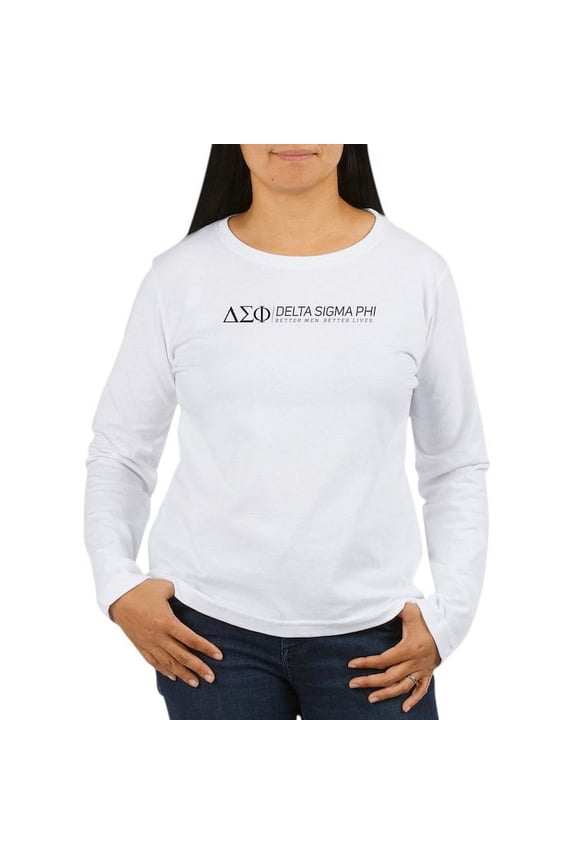 - Delta Sigma Phi Grayscale Logo Long Sleeve T Shirt - Women's Long Sleeve Graphic Casual T-Shirt