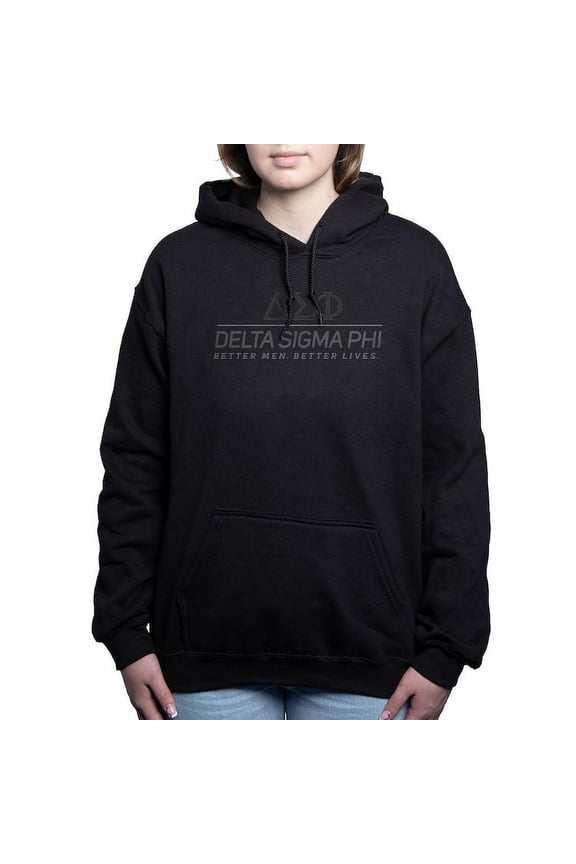 - Delta Sigma Phi Grayscale Stacked Logo Sweatshirt - Pullover Hoodie, Classic & Comfortable Hooded Sweatshirt