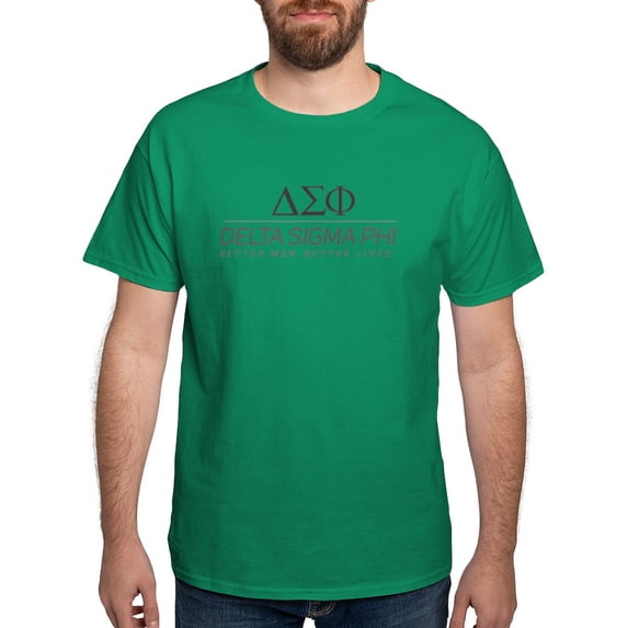 CafePress - Delta Sigma Phi Grayscale Stacked Logo T Shirt - Men's Classic Graphic Cotton T-Shirt