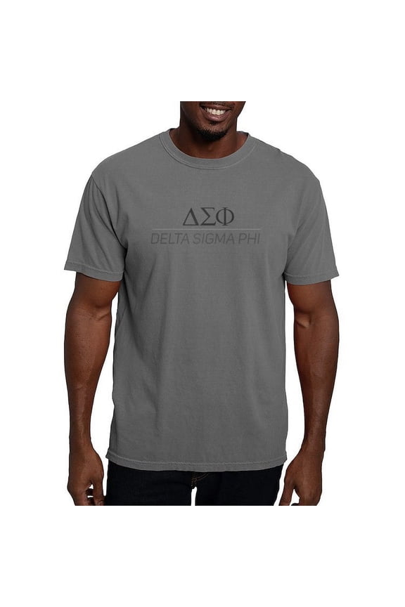 - Delta Sigma Phi Grayscale Stacked Logo T Shirt - Mens Comfort Colors Shirt