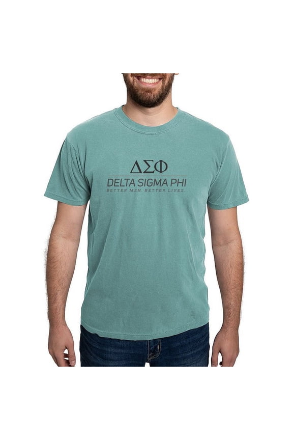 - Delta Sigma Phi Grayscale Stacked Logo T Shirt - Mens Comfort Colors Shirt