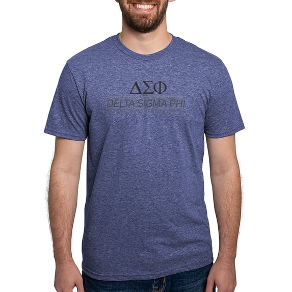 CafePress - Delta Sigma Phi Grayscale Stacked Logo T Shirt - Mens Tri-blend T-Shirt