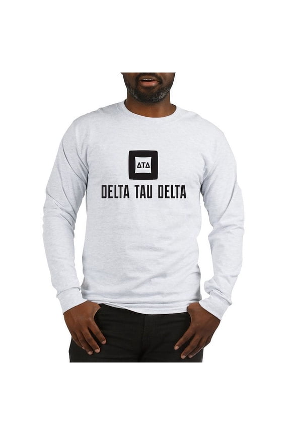 - Delta Tau Delta Black Stacked Signature Long Sleeve T Shirt - Unisex Cotton Long Sleeve T-Shirt
