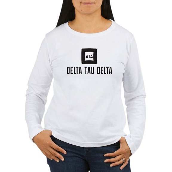 CafePress - Delta Tau Delta Black Stacked Signature Long Sleeve T Shirt - Women's Long Sleeve Graphic Casual T-Shirt