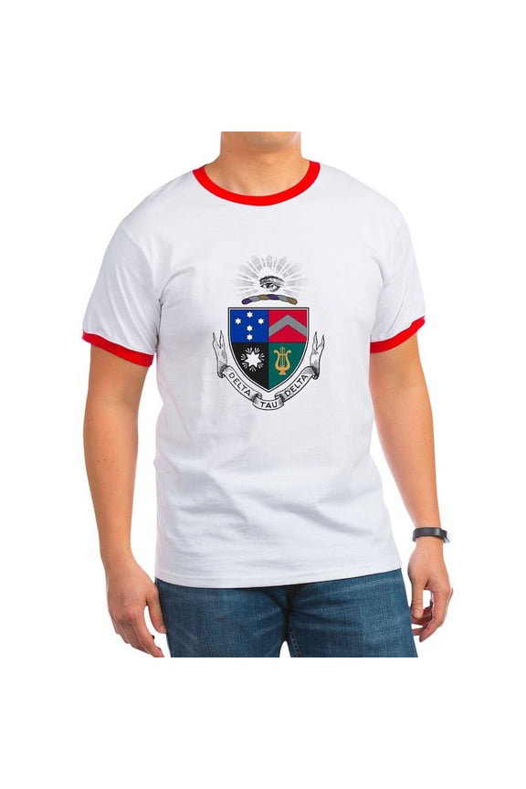 - Delta Tau Delta Coat Of Arms T Shirt - 100% Cotton Ringed T-Shirt