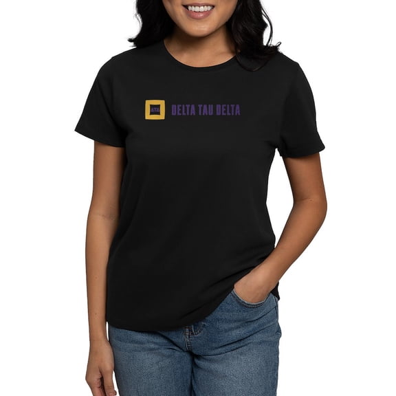 CafePress - Delta Tau Delta Full Color Signature T Shirt - Women's Traditional Fit Dark T-Shirt