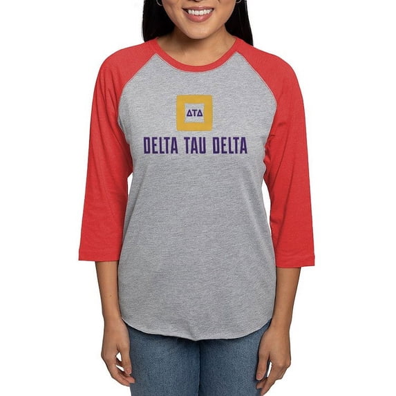 CafePress - Delta Tau Delta Full Color Stacked Signature Long Sleeve T Shirt - Womens Baseball Tee