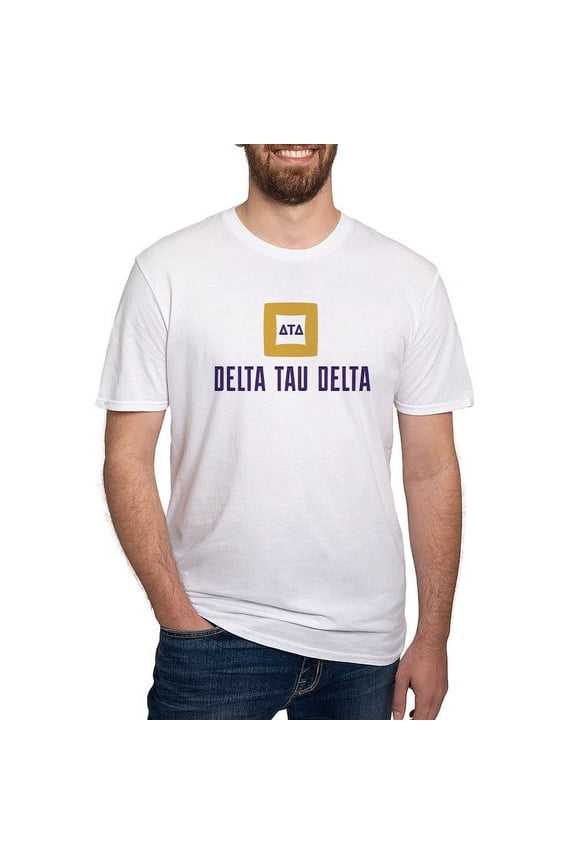 - Delta Tau Delta Full Color Stacked Signature T Shirt - Fitted T-Shirt, Vintage Fit Soft Cotton Tee