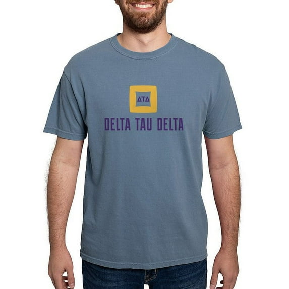 CafePress - Delta Tau Delta Full Color Stacked Signature T Shirt - Mens Comfort Colors Shirt
