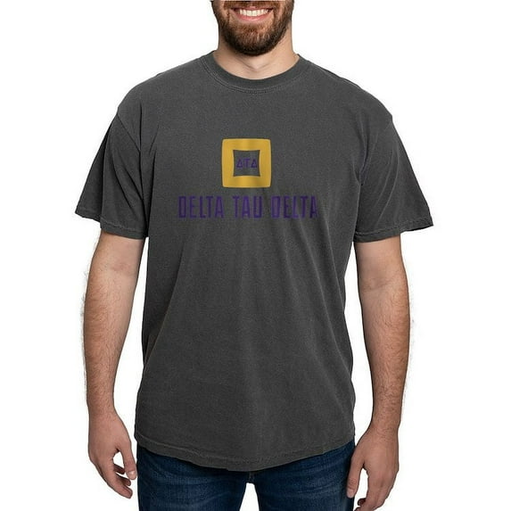 CafePress - Delta Tau Delta Full Color Stacked Signature T Shirt - Mens Comfort Colors Shirt