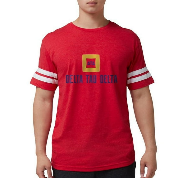 CafePress - Delta Tau Delta Full Color Stacked Signature T Shirt - Mens Football Shirt