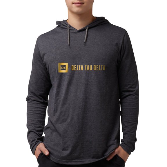 CafePress - Delta Tau Delta Gold Signature Long Sleeve T Shirt - Mens Hooded Shirt