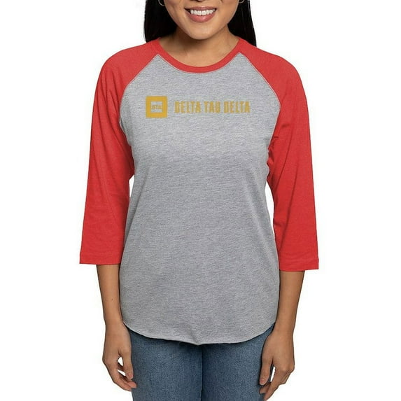 CafePress - Delta Tau Delta Gold Signature Long Sleeve T Shirt - Womens Baseball Tee