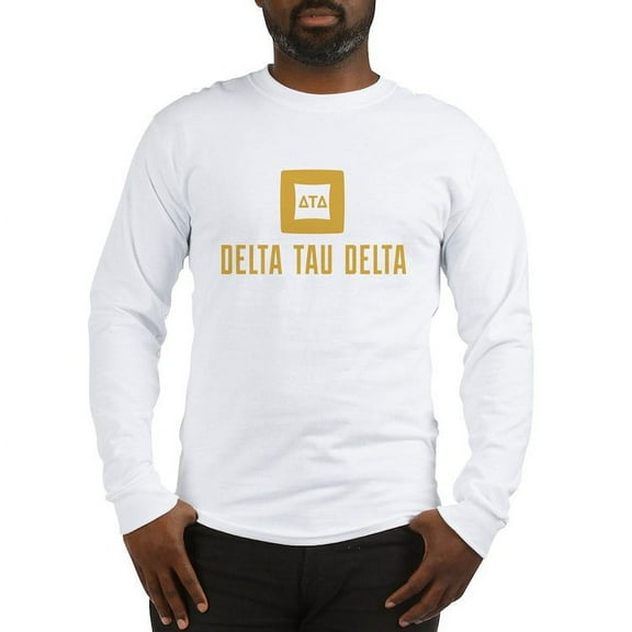 CafePress - Delta Tau Delta Gold Stacked Signature Long Sleeve T Shirt - Unisex Cotton Long Sleeve T-Shirt
