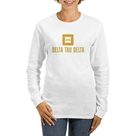 CafePress - Delta Tau Delta Gold Stacked Signature Long Sleeve T Shirt - Women's Long Sleeve Graphic Casual T-Shirt