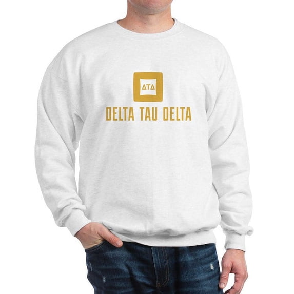 CafePress - Delta Tau Delta Gold Stacked Signature Sweatshirt - Crew Neck Sweatshirt