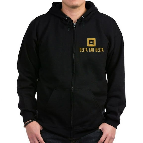CafePress - Delta Tau Delta Gold Stacked Signature Sweatshirt - Zip Hoodie, Classic Hooded Sweatshirt with Metal Zipper