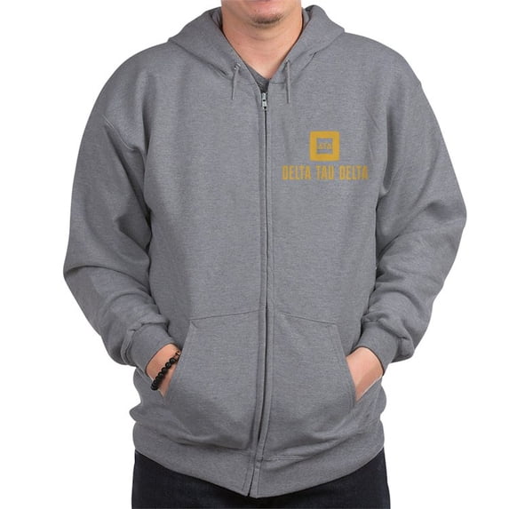 CafePress - Delta Tau Delta Gold Stacked Signature Sweatshirt - Zip Hoodie, Classic Hooded Sweatshirt with Metal Zipper