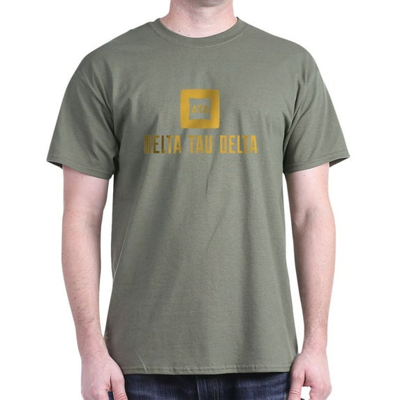 CafePress - Delta Tau Delta Gold Stacked Signature T Shirt - Men's Classic Graphic Cotton T-Shirt