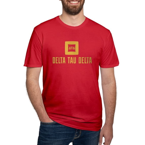 CafePress - Delta Tau Delta Gold Stacked Signature T Shirt - Men's Fitted T-Shirt
