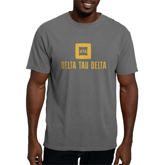 CafePress - Delta Tau Delta Gold Stacked Signature T Shirt - Mens Comfort Colors Shirt
