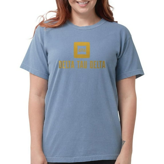 CafePress - Delta Tau Delta Gold Stacked Signature T Shirt - Womens Comfort Colors® Shirt