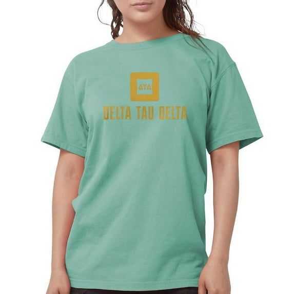 CafePress - Delta Tau Delta Gold Stacked Signature T Shirt - Womens Comfort Colors® Shirt
