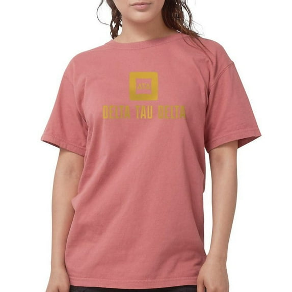 CafePress - Delta Tau Delta Gold Stacked Signature T Shirt - Womens Comfort Colors® Shirt