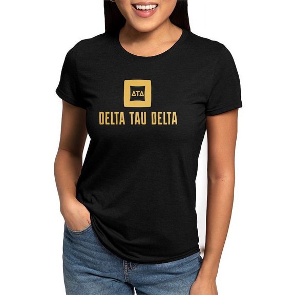 CafePress - Delta Tau Delta Gold Stacked Signature T Shirt - Womens Tri-blend T-Shirt