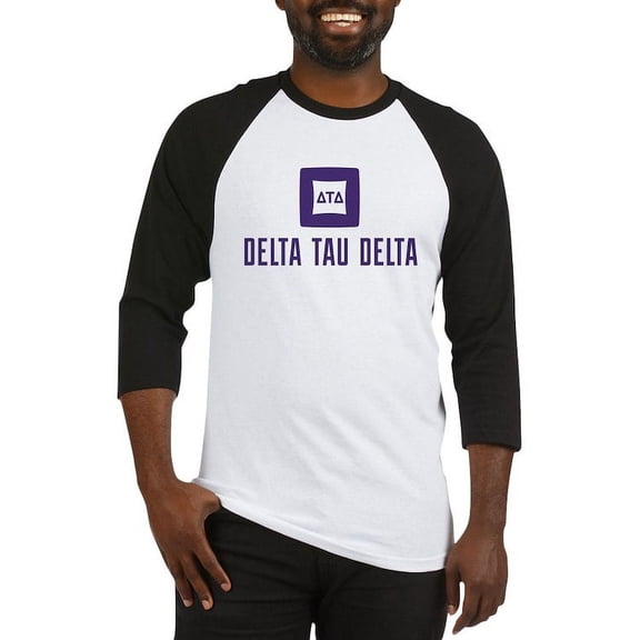 CafePress - Delta Tau Delta Purple Stacked Signature Baseball Jersey - Cotton Baseball Jersey, 3/4 Raglan Sleeve Shirt