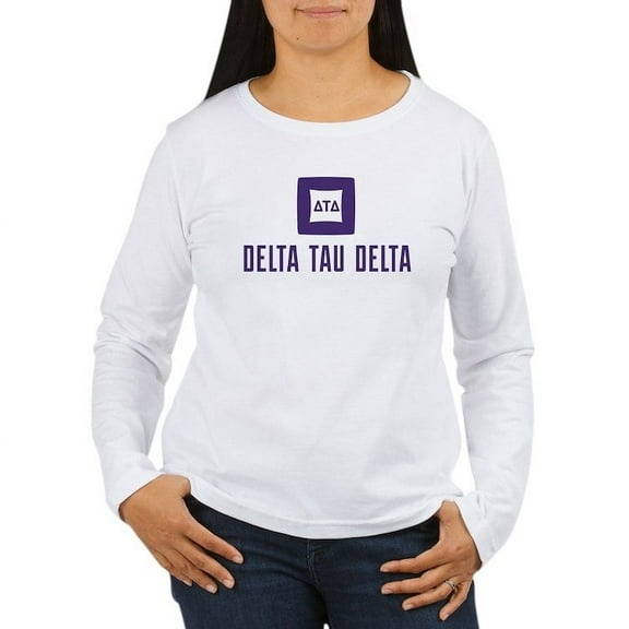 CafePress - Delta Tau Delta Purple Stacked Signature Long Sleeve T Shirt - Women's Long Sleeve Graphic Casual T-Shirt
