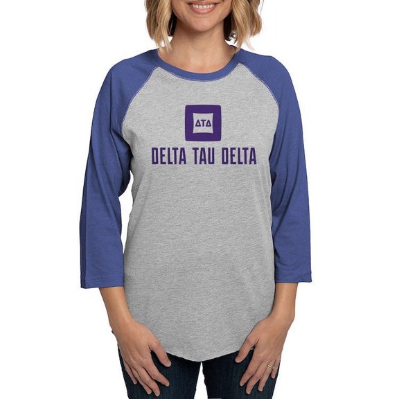 CafePress - Delta Tau Delta Purple Stacked Signature Long Sleeve T Shirt - Womens Baseball Tee