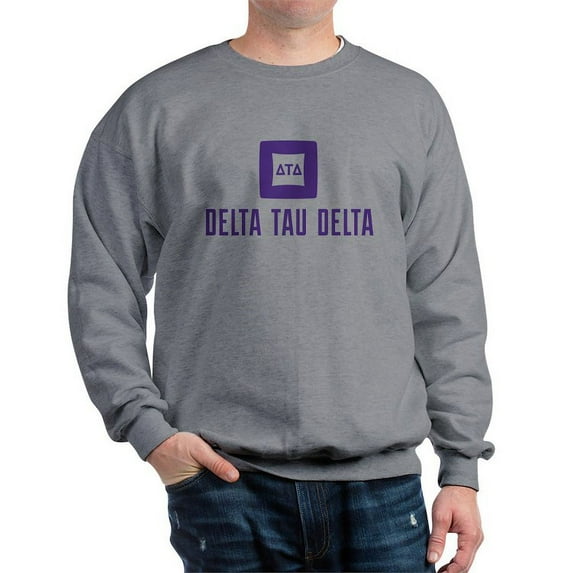 CafePress - Delta Tau Delta Purple Stacked Signature Sweatshirt - Crew Neck Sweatshirt