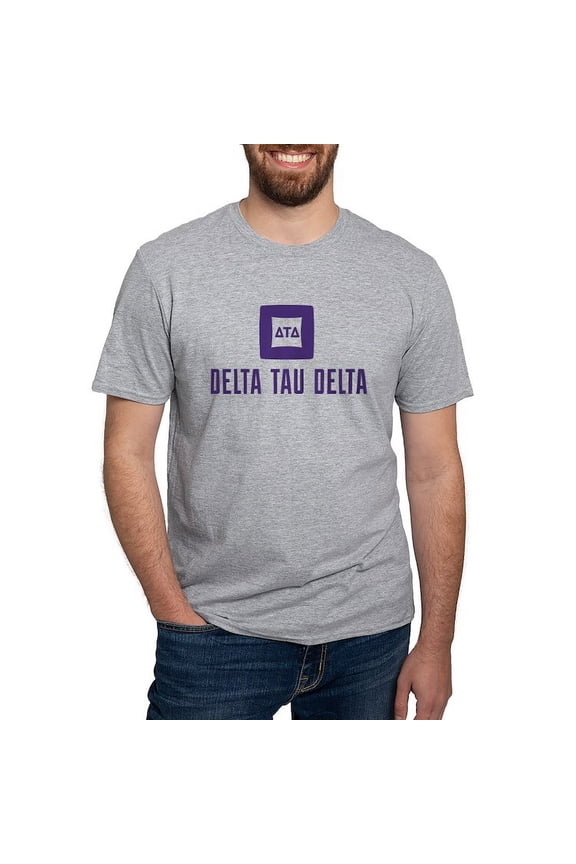 - Delta Tau Delta Purple Stacked Signature T Shirt - Fitted T-Shirt, Vintage Fit Soft Cotton Tee