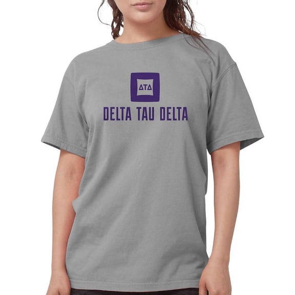 CafePress - Delta Tau Delta Purple Stacked Signature T Shirt - Womens Comfort Colors® Shirt