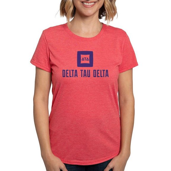 CafePress - Delta Tau Delta Purple Stacked Signature T Shirt - Womens Tri-blend T-Shirt
