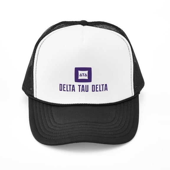 CafePress - Delta Tau Delta Purple Stacked Signature - Adjustable Unisex Printed Trucker Hat with Mesh Back